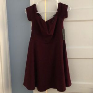 Medium Burgundy Off-The-Shoulder Dress